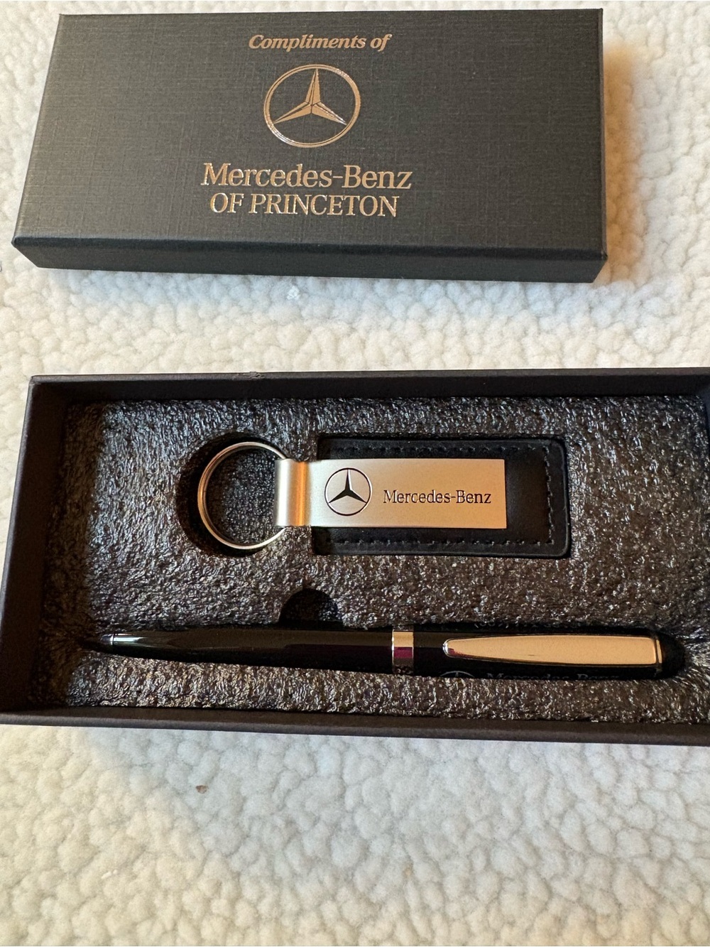 Mercedes Benz Black and Silver Keychain & Pen Gift Set